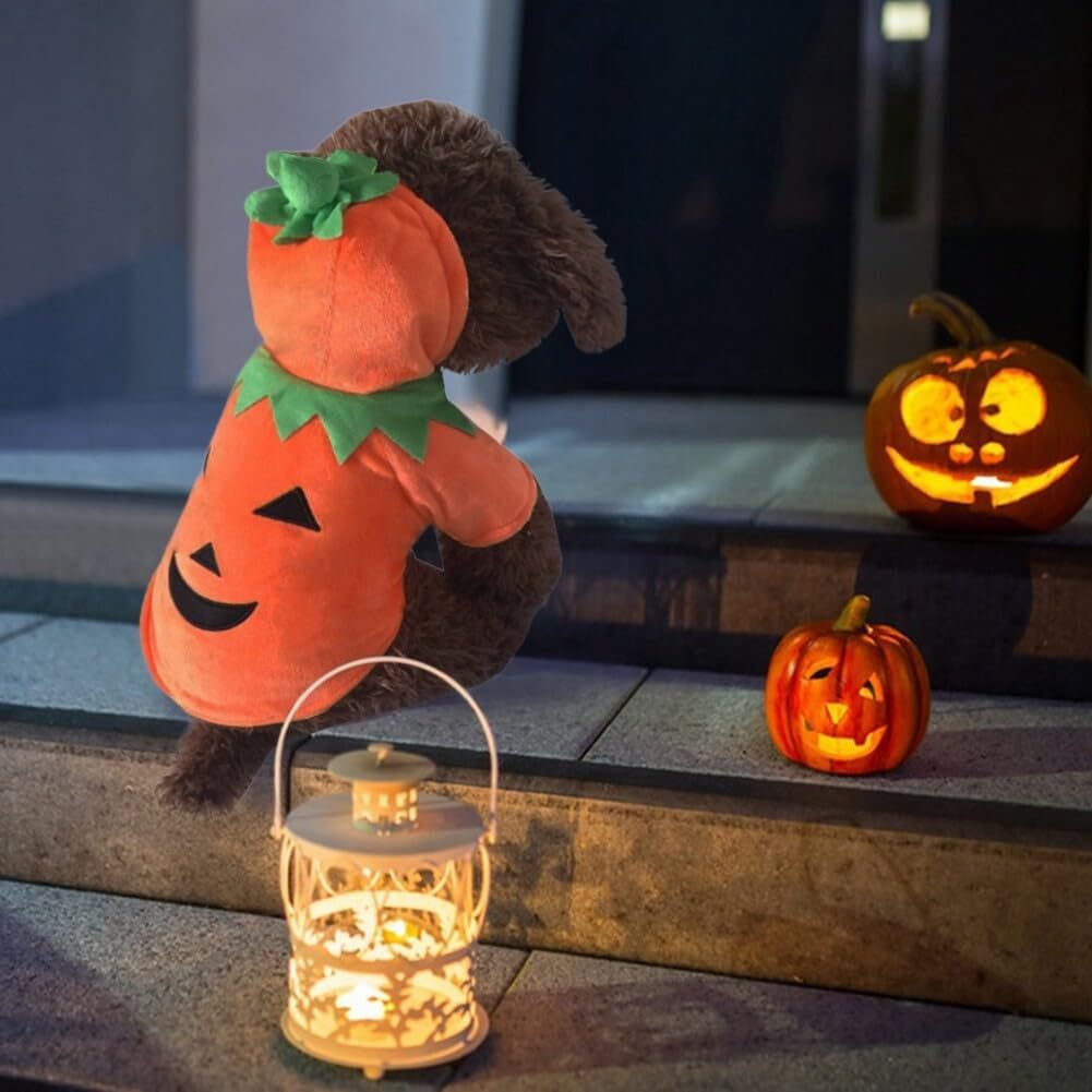 Dog Hoodie Cute Funny Halloween Style Pumpkin Cosplay Costume Warm Puppy Fleece Clothes - Tiff's Treasures