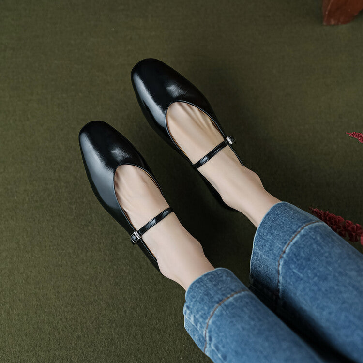 Women's Round Toe Shallow Mouth Flat Bottom Mary Jane Shoes - Tiff's Treasures