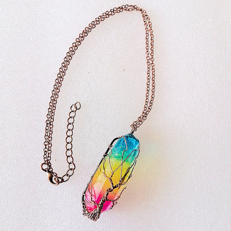 Crystal Pillar Tree of Life Pendant Necklace - Tiff's Treasures