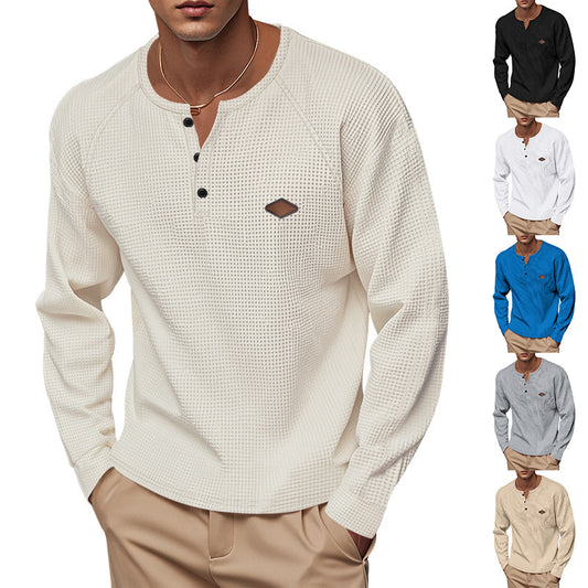 Waffle Buckle Quick-drying Raglan Henry Long Sleeve - Tiff's Treasures