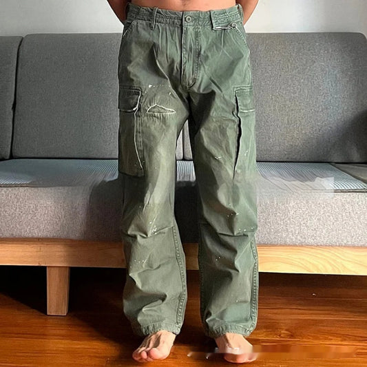 Men's Large Loose Pockets Wear-resistant Washing Paratrooper Pants - Tiff's Treasures