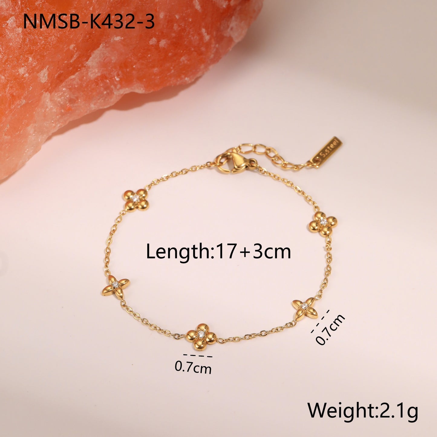 Titanium Steel Star Zircon Bracelet (18K Gold Plate) - Tiff's Treasures