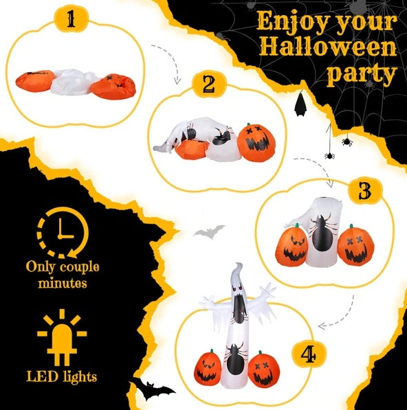 Ghost Spider Pumpkin 11.8 FT Halloween Inflatables Outdoor Decorations - Tiff's Treasures