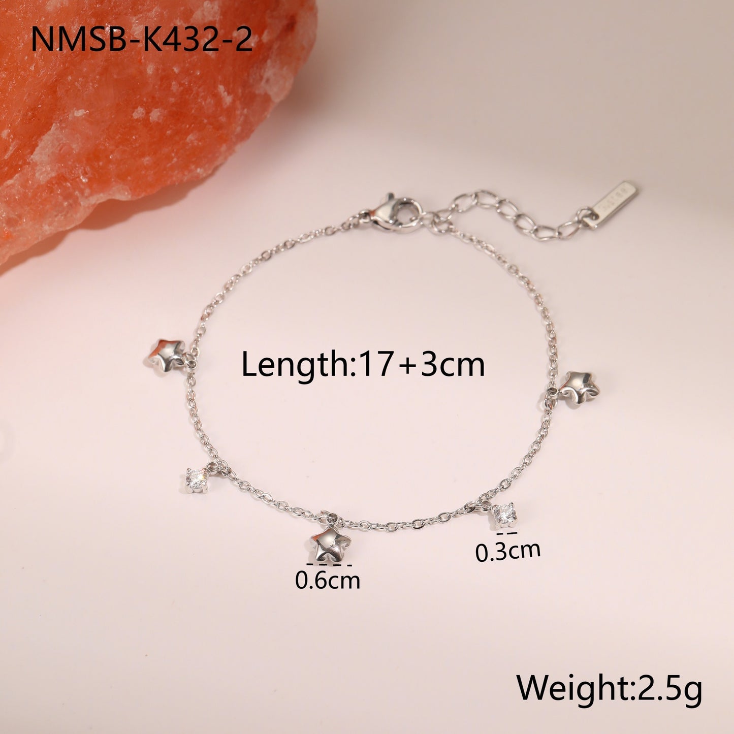 Titanium Steel Star Zircon Bracelet (18K Gold Plate) - Tiff's Treasures
