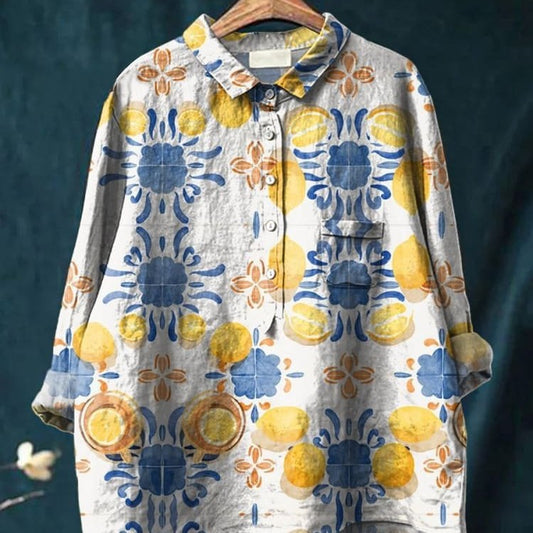 Women’s Animal Print Hawaiian Shirt – Long Sleeve Tropical Button-Up Blouse - Tiff's Treasures
