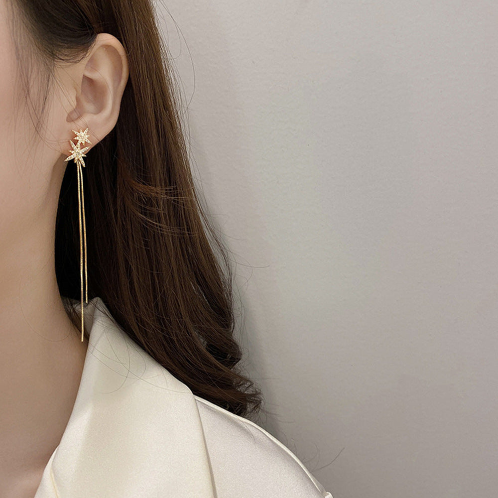 Women's Korean Style Long Tassel Drop Earrings Elegant Lightweight Statement Gold Plated Fashion Jewelry Wholesale - Tiff's Treasures