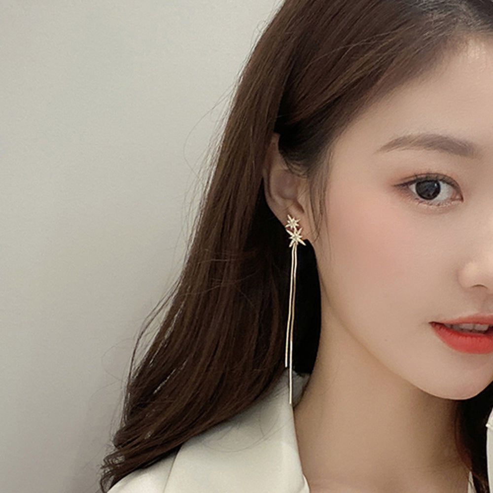 Women's Korean Style Long Tassel Drop Earrings Elegant Lightweight Statement Gold Plated Fashion Jewelry Wholesale - Tiff's Treasures