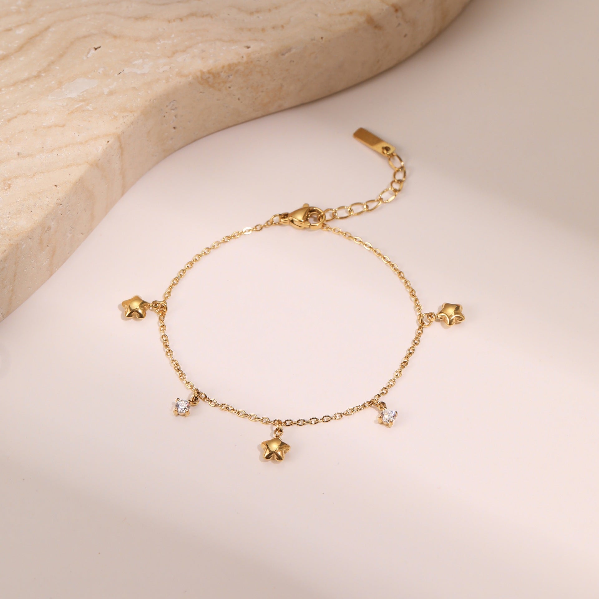 Titanium Steel Star Zircon Bracelet (18K Gold Plate) - Tiff's Treasures