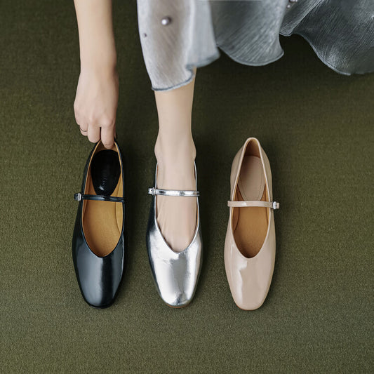 Women's Round Toe Shallow Mouth Flat Bottom Mary Jane Shoes - Tiff's Treasures