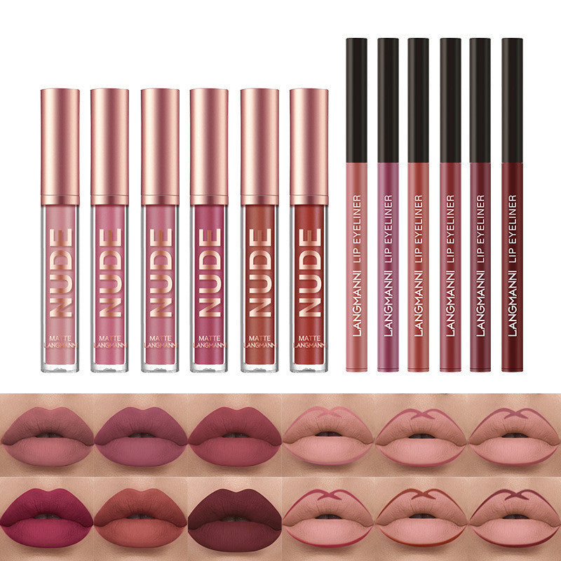 Lip Liner And Lipstick Makeup 12 Pcs Set 6 Matte Lipstick 6 Lip Liner Pens Waterproof Long Lasting Matte Lipstick Beauty Cosmetics Makeup Gift For Girls Lipstick Set - Tiff's Treasures