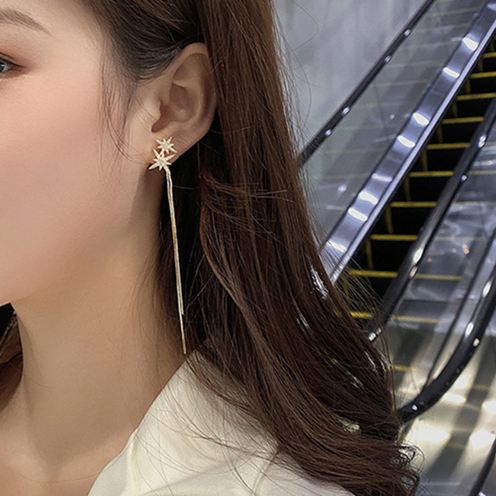 Women's Korean Style Long Tassel Drop Earrings Elegant Lightweight Statement Gold Plated Fashion Jewelry Wholesale - Tiff's Treasures