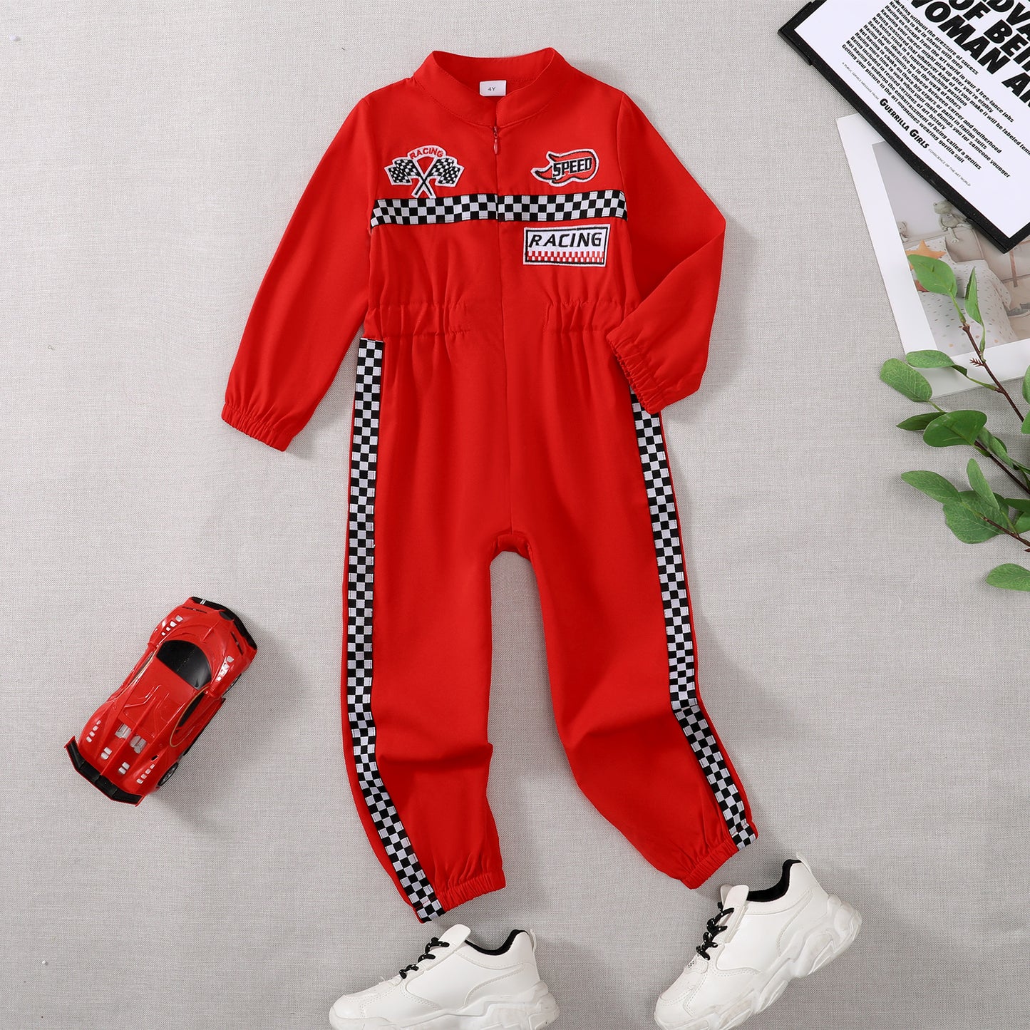 Toddler Girls Boys Racing Driver Jumpsuit, Racer Outfit, Halloween Christmas Carnival Party Race Car Driver Clothing Set - Tiff's Treasures
