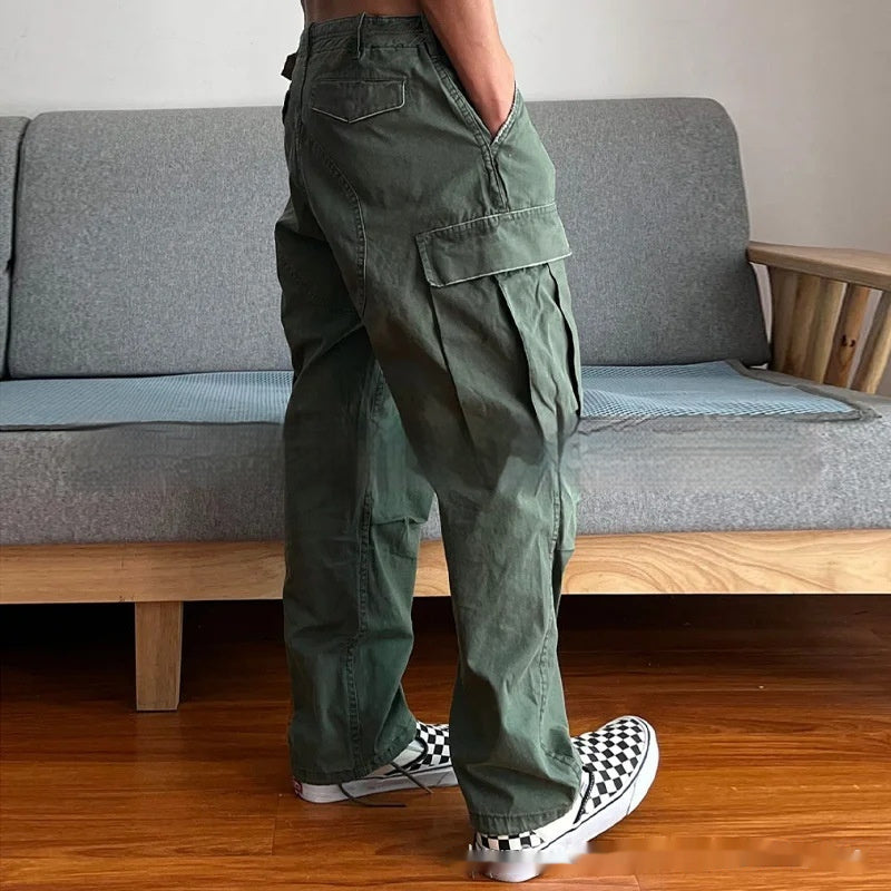 Men's Large Loose Pockets Wear-resistant Washing Paratrooper Pants - Tiff's Treasures