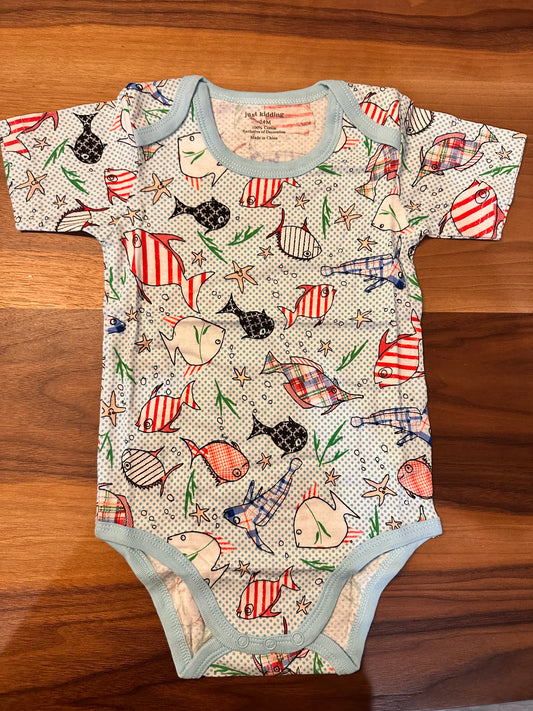 Under the Sea Baby Bodysuit – Fish & Starfish Print - Tiff's Treasures