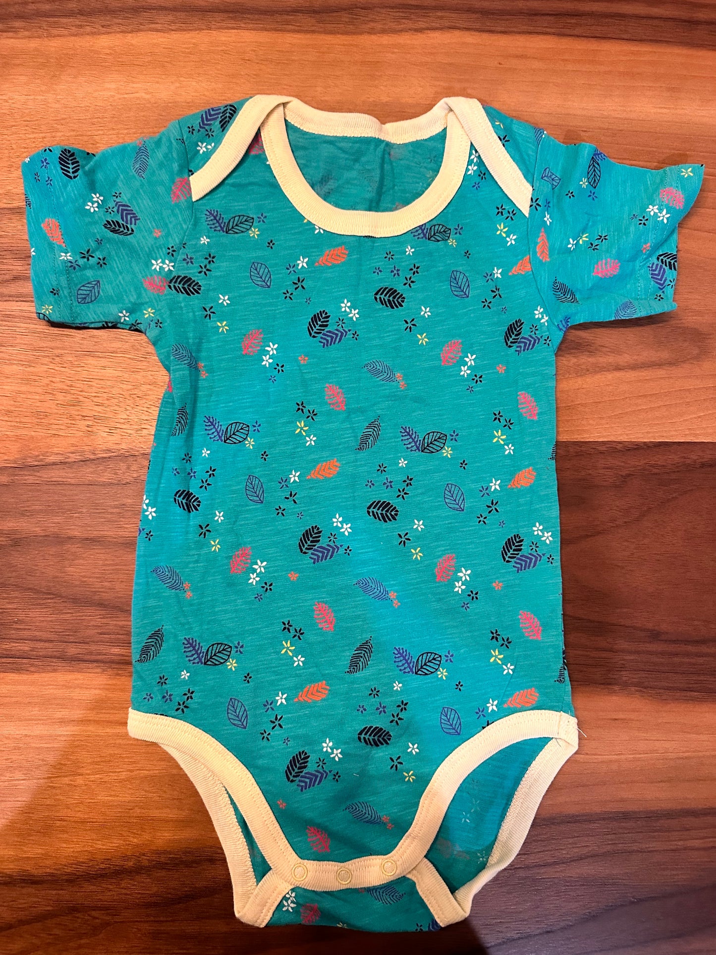 Teal Leaf Print Baby Onesie - Tiff's Treasures
