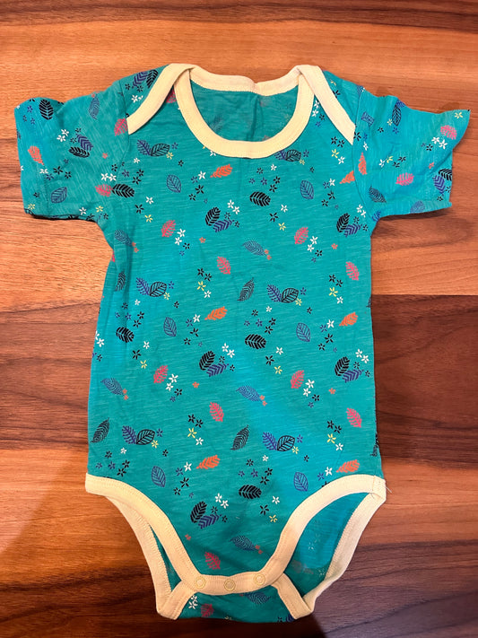 Teal Leaf Print Baby Onesie - Tiff's Treasures